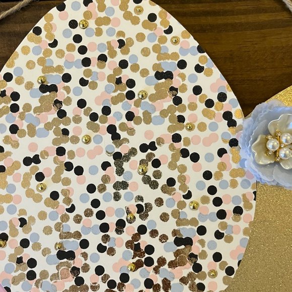 Large Wood Easter Eggs Sign Easter Decoration Spring Home GOLD PINKS BLUES Decor - Picture 14 of 15